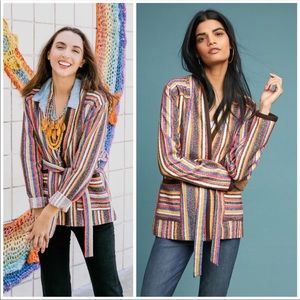 🆕NWT rare Anthropologie rainbow striped wrap coat